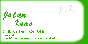 jolan koos business card