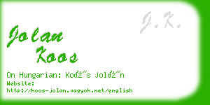 jolan koos business card